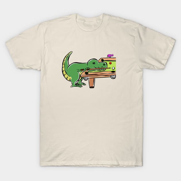 Pool Snooker Player Tyrannosaurus Dinosaur Dino Cartoon Cute Character T-Shirt by Squeeb Creative